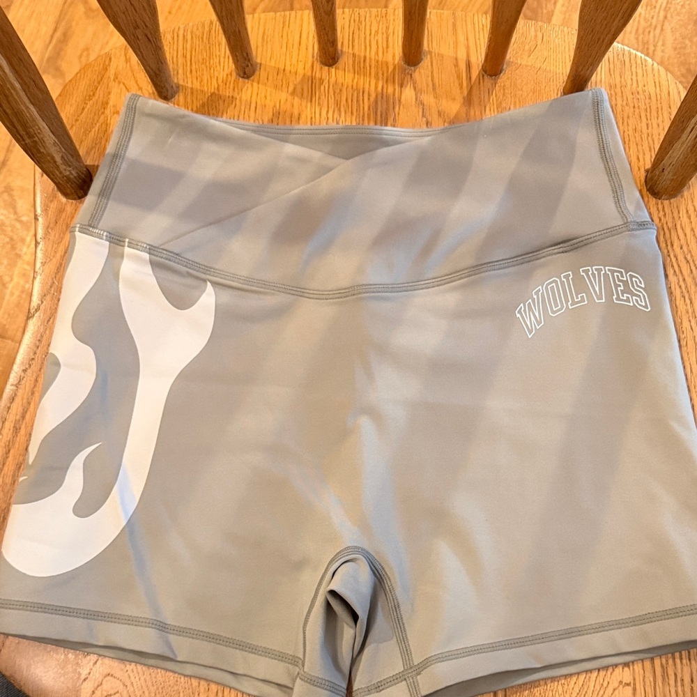 Darc Sport Gray Athletic Shorts with White Flame Design